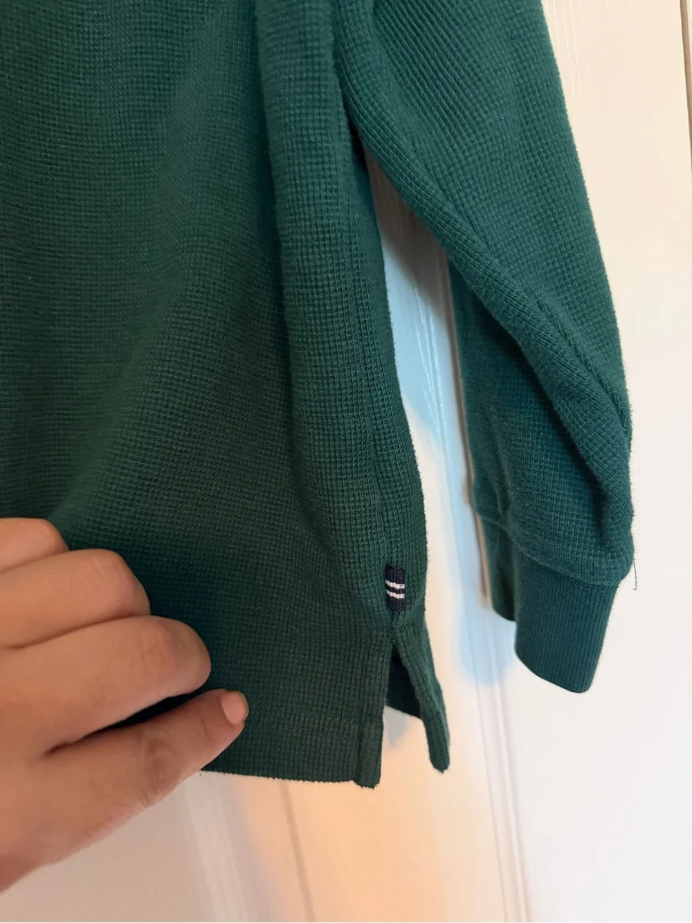 Nautica Boys Size 8 Green Waffle Knit Quarter Zip Pullover Sweater